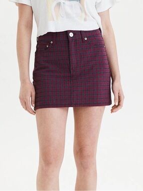 American Eagle Hi-Rise Plaid Mini Skirt